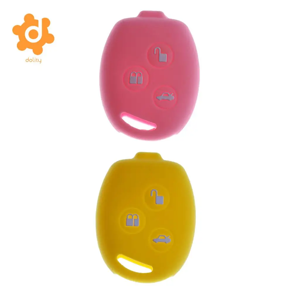 2pcs New Car Key Shell Fob Case Cover Protector for Ford Fiesta Pink+Yellow