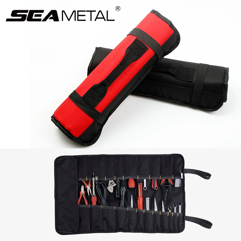 

Car Repair Tool Bag Organizer Utility Bag Practical Carrying Handles Oxford Canvas Chisel Roll Rolling Repairing Tool for Auto