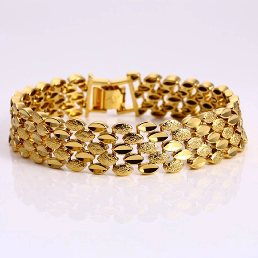 

Charm Bracelet Yellow Gold Filled Solid Womens or Mens Link Chain 7.48" 13mm Unisex jewelry