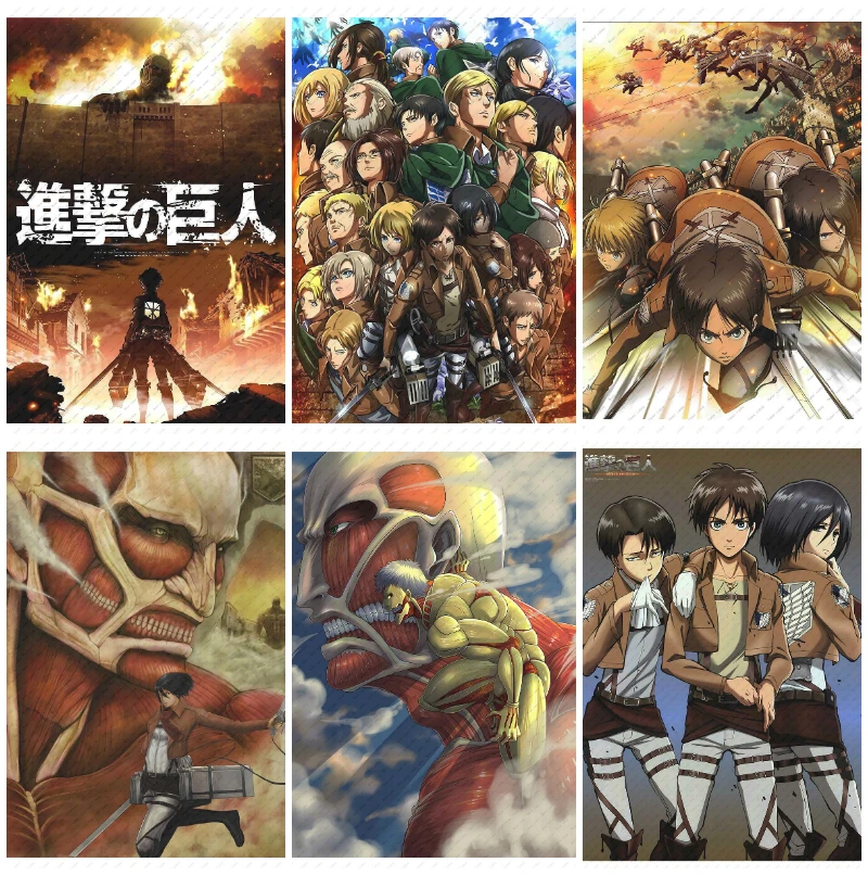 

Attack on Titan Poster/Eren Jaeger/Mikasa Ackerman/rivaille ackerman/ White Kraft Poster/Wall sticker Decorative paintings