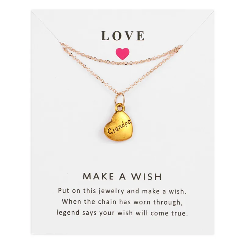 Ожерелье с кулоном в виде карты Wish Card для женщин мама папа сын дочка сестры модное