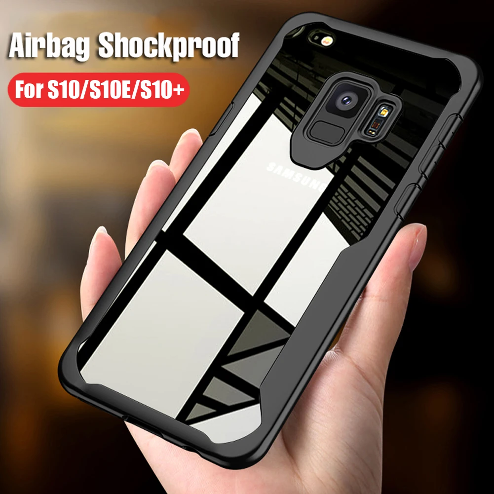 

For Samsung Galaxy S8 S9 S10 Plus Rugged Clear Hybrid Shockproof Heavy Duty Armor Transparent Ultra-Thin Phone Back Case Cover