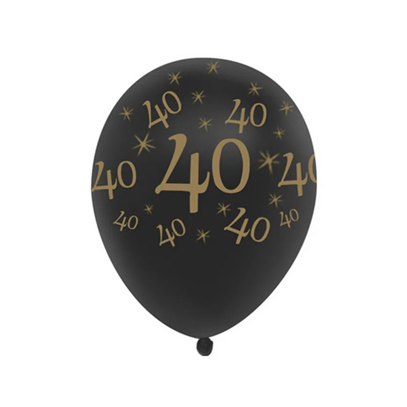 10Pcs/Lot 12" DIY  Black and Gold Happy Birthday Age Number Helium Latex Balloon Decor