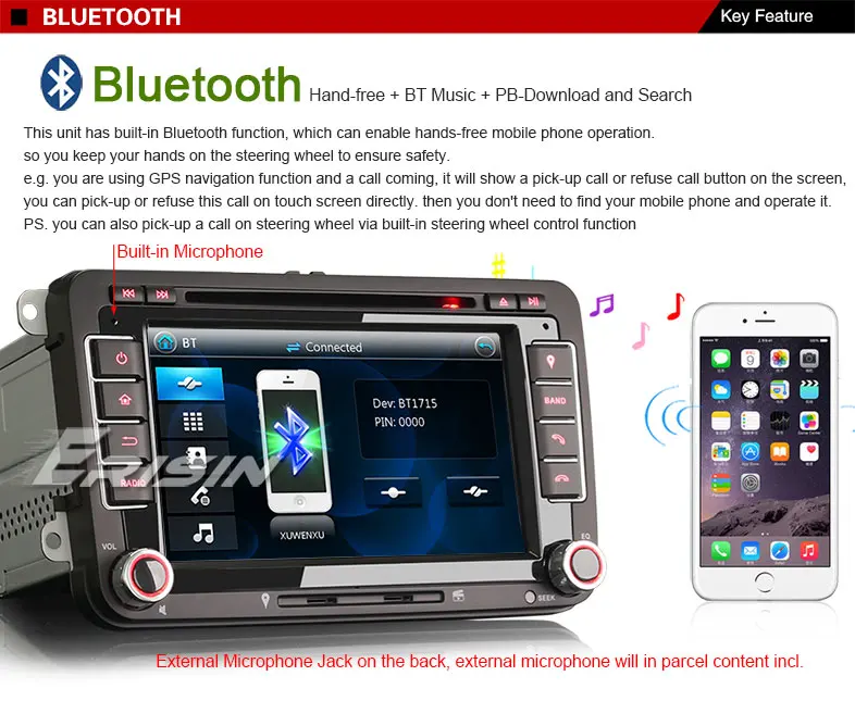 Top Erisin ES7148V 7" Car Stereo DVD Player GPS 3G DAB+ System for VW Jetta Golf Skoda Seat 14