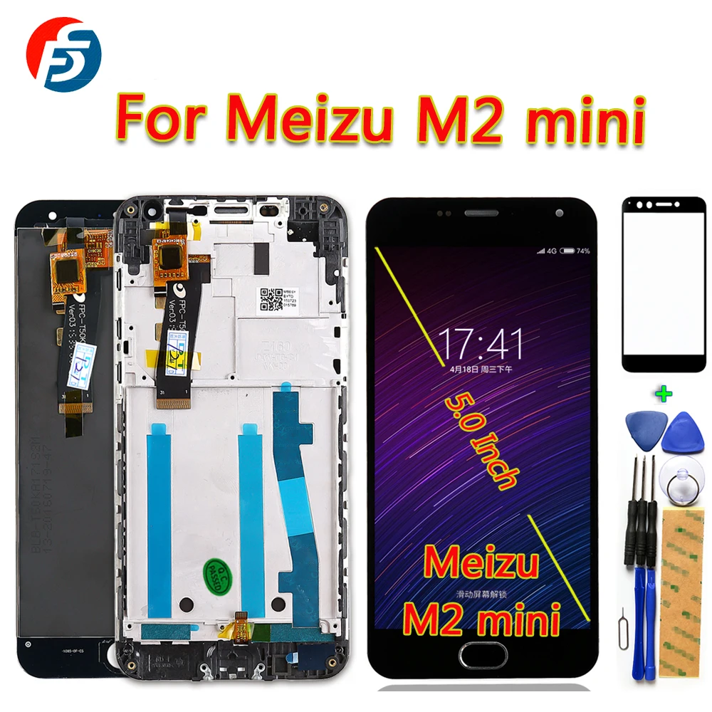 Fansu ips ЖК-дисплей для Meizu M2 Mini 5,0 дюймов кодирующий преобразователь сенсорного экрана в сборе Meizu M2 Рамка с бесплатными инструментами и стеклянной пленкой