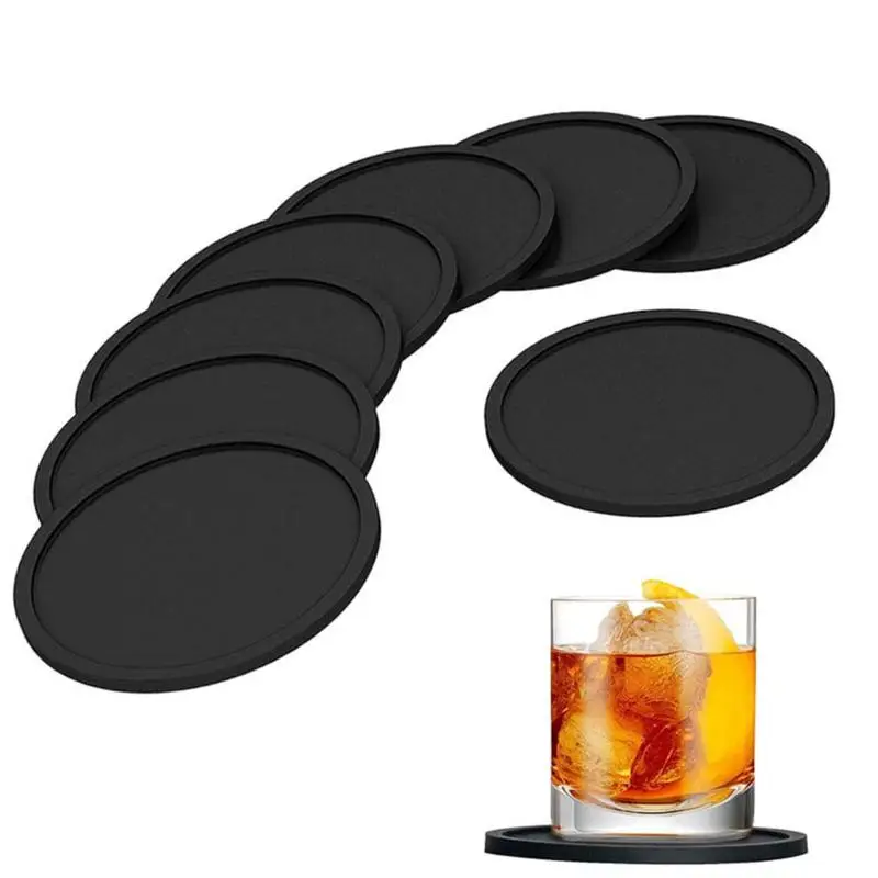 1 قطعة سيليكون شرب الحصير منصات كوستر لجدول ماتس عشاء مفرش طاولة أسود كوب سيليكون منصات مجموعة LPT3070