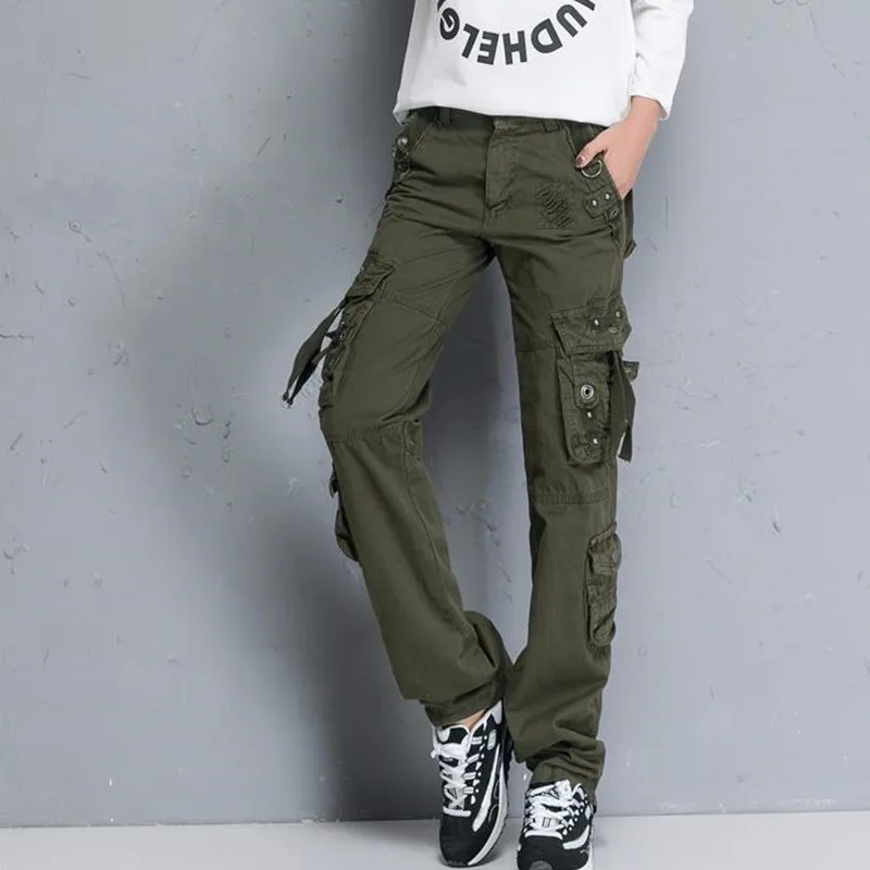 Весна-Осень, женские и мужские армейские брюки, комбинезоны, джинсы для девушек, свободные прямые брюки-карго с несколькими карманами
