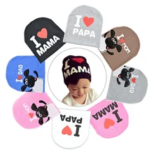 Весенне-осенняя вязаная шапочка для малыша, теплая хлопковая шапочка, детская зимняя шапка, шапка для малышей, шапки для маленьких мальчиков и девочек, детская шапка с буквенным принтом