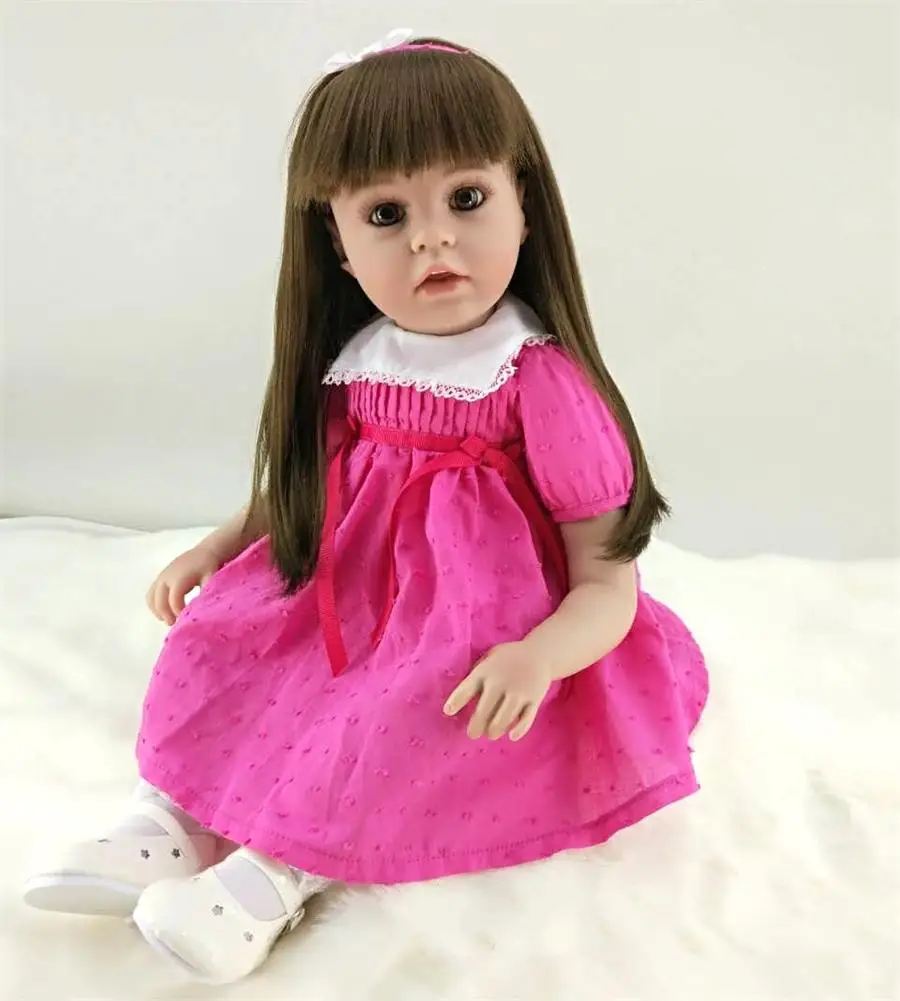 Le24inch силикона Reborn Baby Doll игрушки 60 см винил мягкое тело принцесса малышей Кукла Девушка присутствует игровой дом перед сном игрушка для