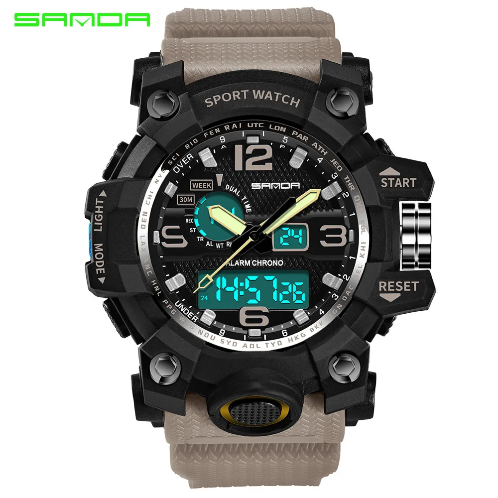 SANDA часы для мужчин кварцевые цифровые водонепроницаемые часы спортивные часы для мужчин силиконовые светодиодные электронные часы Relogio Masculino