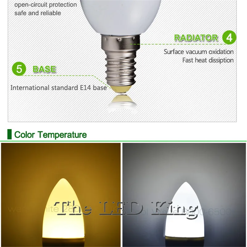 AMPOULE LED,blanc chaud5W A type E14 220VPas deAmpoule Led E14 220V 5W 3W, chandelle à