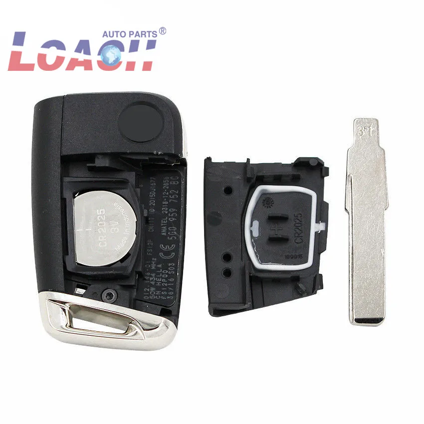 5E0959753E OEM Оригинальный умный дистанционный ключ для Volkswagen VW 434MHZ ID48 чип с