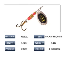 1 шт./лот, крючок, 5,5 см, 3,4 г, рыболовная приманка, Спиннер, ложка, приманка, вращающаяся металлическая блесна, приманка, крючки, воблер, приманка, рыболовные снасти
