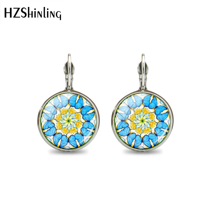 2018 New Fashion Mandala Pattern Earrings Handmade Glass Round Dome For Girls Wholesale Jewelry | Украшения и аксессуары