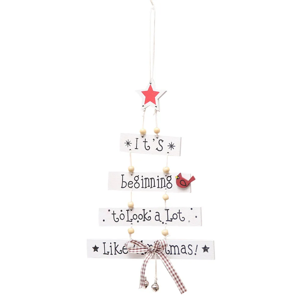 Рождественская елка год Алфавит дом тарелка рождественские полые украшения Дверь подвесной кулон деревянная подвесная Рождественская елка 9,2