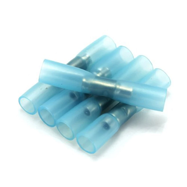 

New 100pcs BHT2 Insulated Heat Shrink Butt Wire Electrical Crimp Terminal Connector 14-16AWG NE