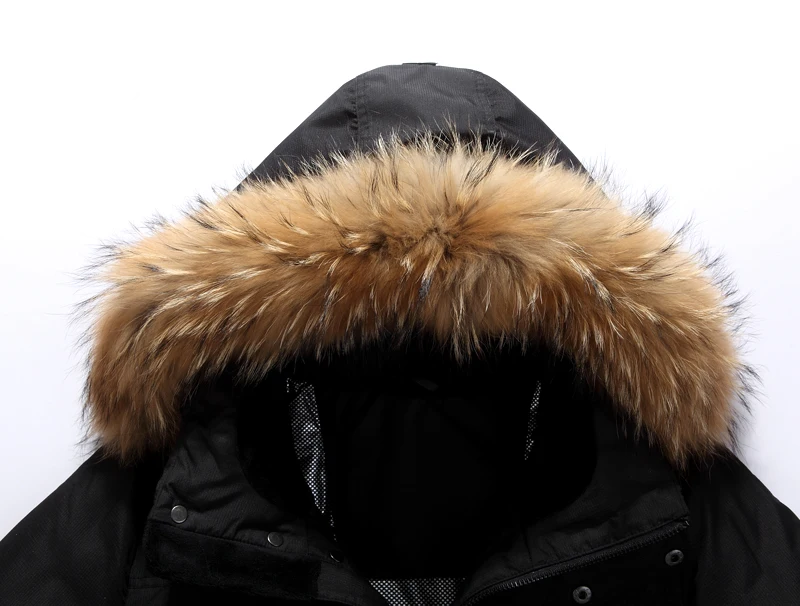 40 градусов русская зимняя куртка для мужчин средней длины воротник из натурального меха Тепловая Толстая Теплая мужская куртка-пуховик зимняя куртка