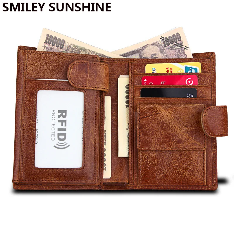 

100% Genuine Leather Men Wallet Vintage Short Wallets Male Multifunctional Mini Purse Coin Pocket Driver License Holder Vallet