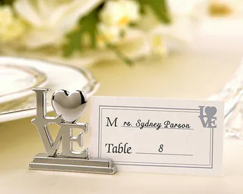 

200pcs/lot, Creative LOVE Wedding Gift Wedding Seats Clip Creative Name card note picture memo photo clip Holder