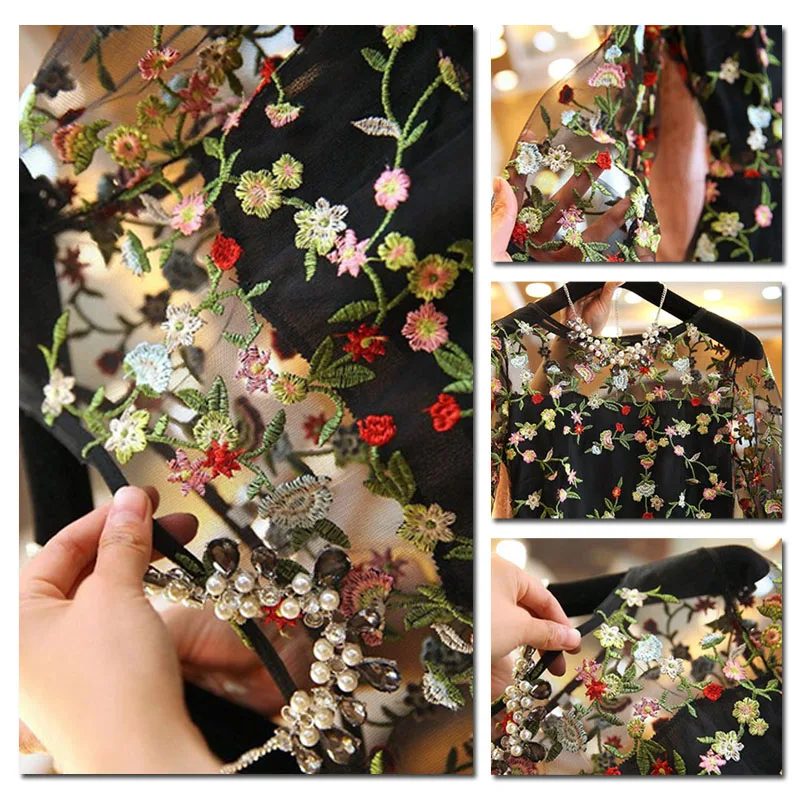 

Womens Dress Tulle Mesh Embroidery Evening Wedding Beach Sundress M-4XL Plus Szie Floral Formal Cocktail Split
