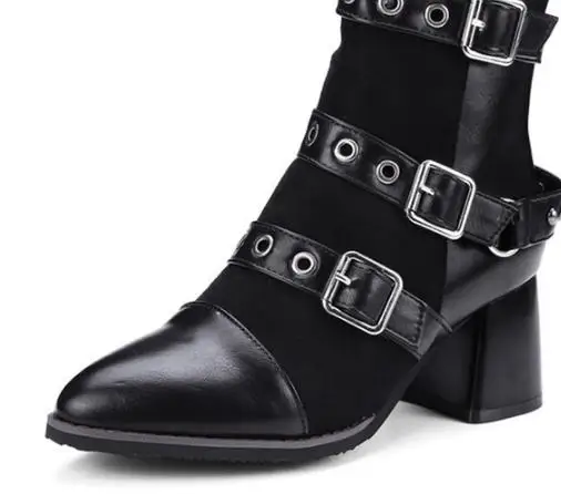 

Women Boots Winter Shoes Heels Ankle Boots Motorcyle Rivets Punk Shoes Woman Warm.
