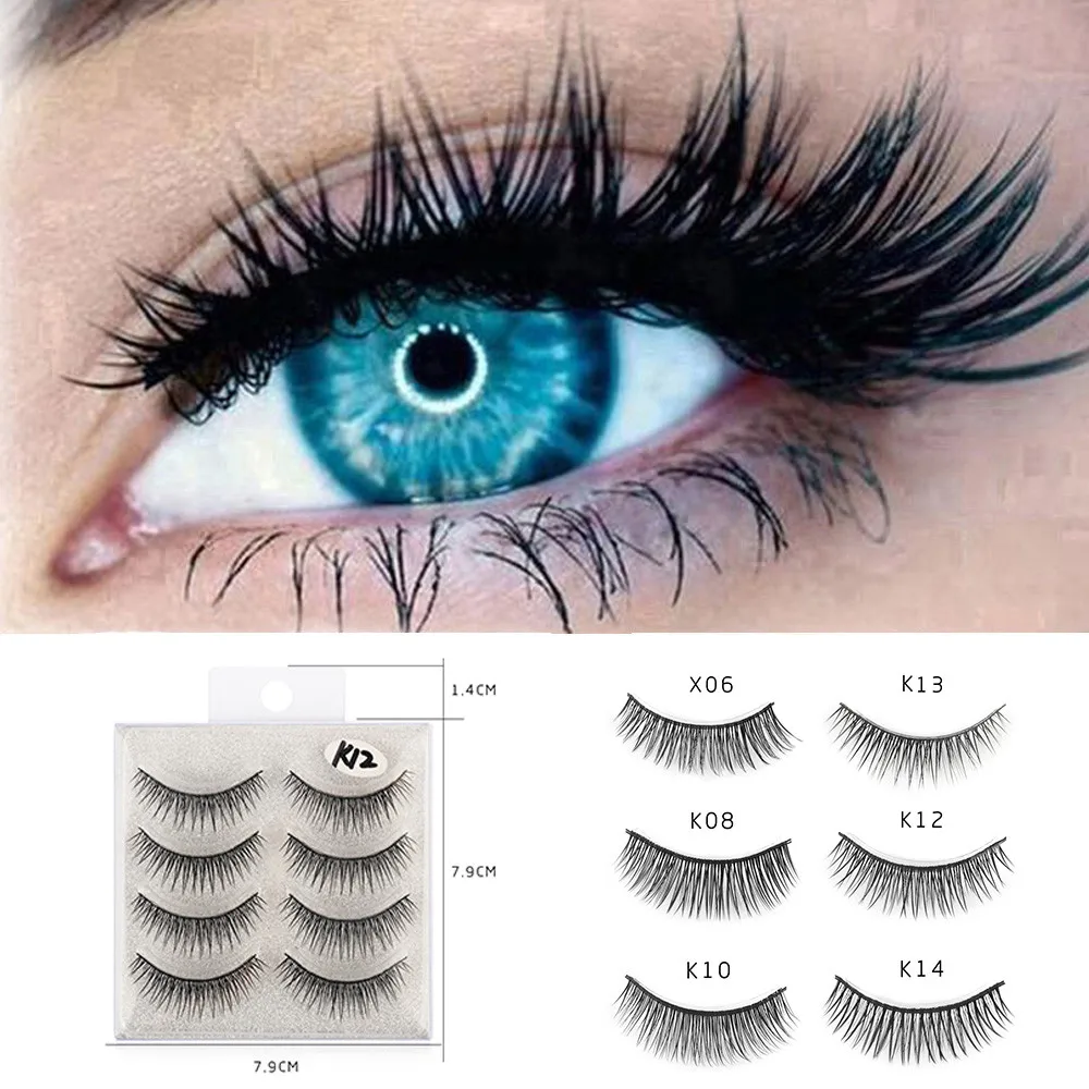 

Fashion nature 4Pair Luxury 3D False Lashes Fluffy Strip Eyelashes Long Natural Party Clios postios zsmw