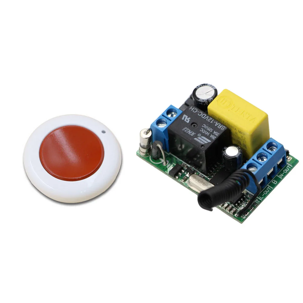

Simple and Practical AC 220V 1CH 10A Relay Wireless Remote Control Switch System Receiver & One Key Wall Panel Sticky Remote