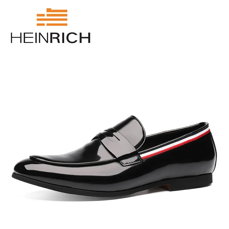 

HEINRICH New Arrivals Luxury Brand Leather Fashion Men Business Dress Loafers Pointy Toe Shoes Black Breathable Formal Shoes