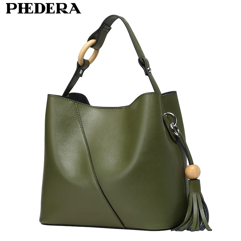New Graceful Genuine Leather Women Shoulder Bag Handbag Fashion Tassels