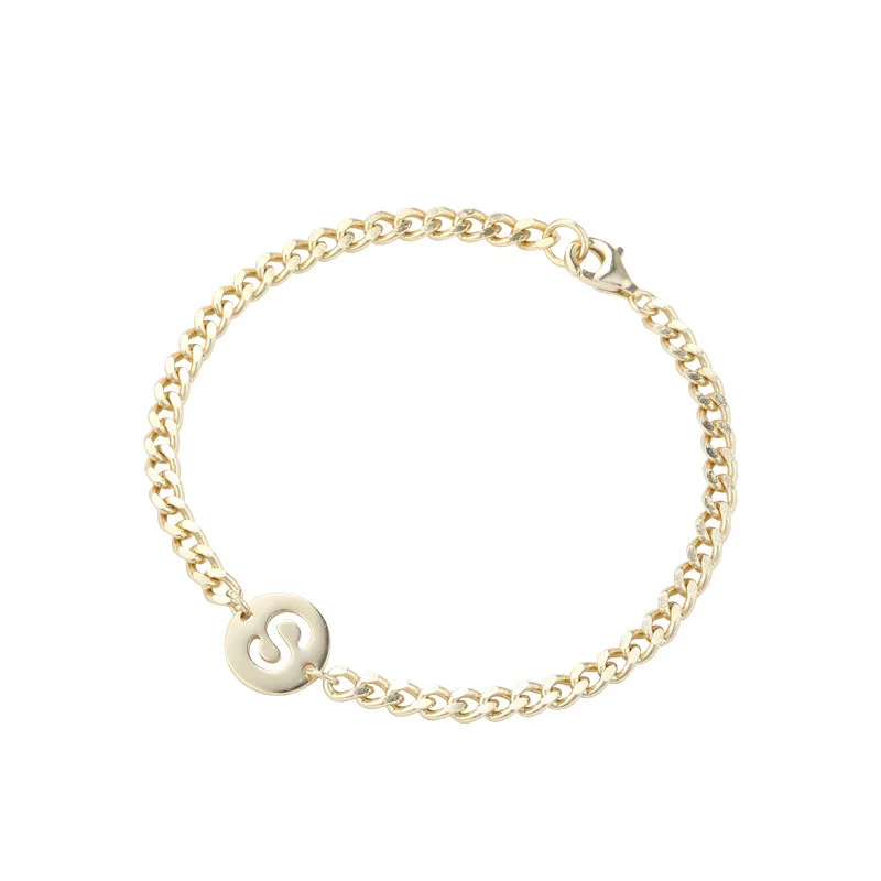 Модный 925 пробы, серебряный браслет для женщин, простые буквы S, золотой цвет, браслет для милых подружек, вечерние ювелирные изделия, подарки