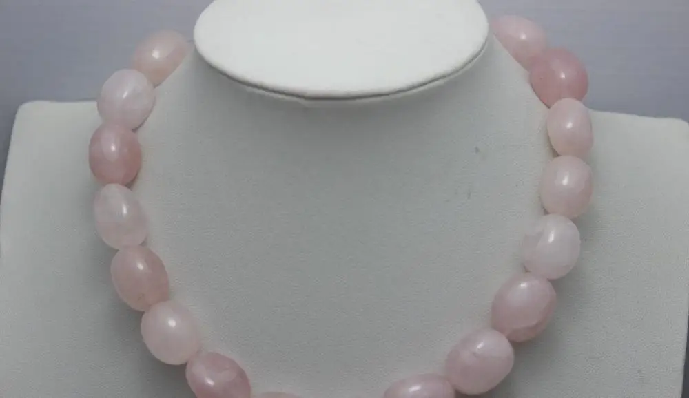 

Pink tear-drop Rose Quartz necklace DIY material 12x16mm 14-15INCH 5.24