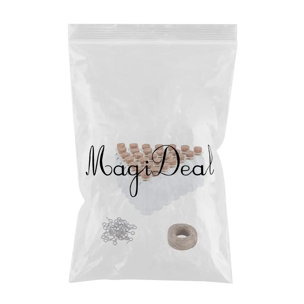 30pcs Clear Glass Bottles Tiny Jars Bottles With Corks and Screws Jute Twine Handmade Wishing Bottle Set DIY Pendants Art Crafts
