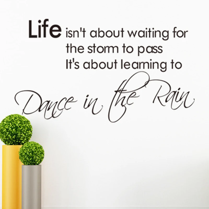 

New Design High quality Warm Quote LIFE ISN'T ABOUT WAITING FOR THE STORM Home Decal Wall Sticker Removable 3D WallpaperVA8290