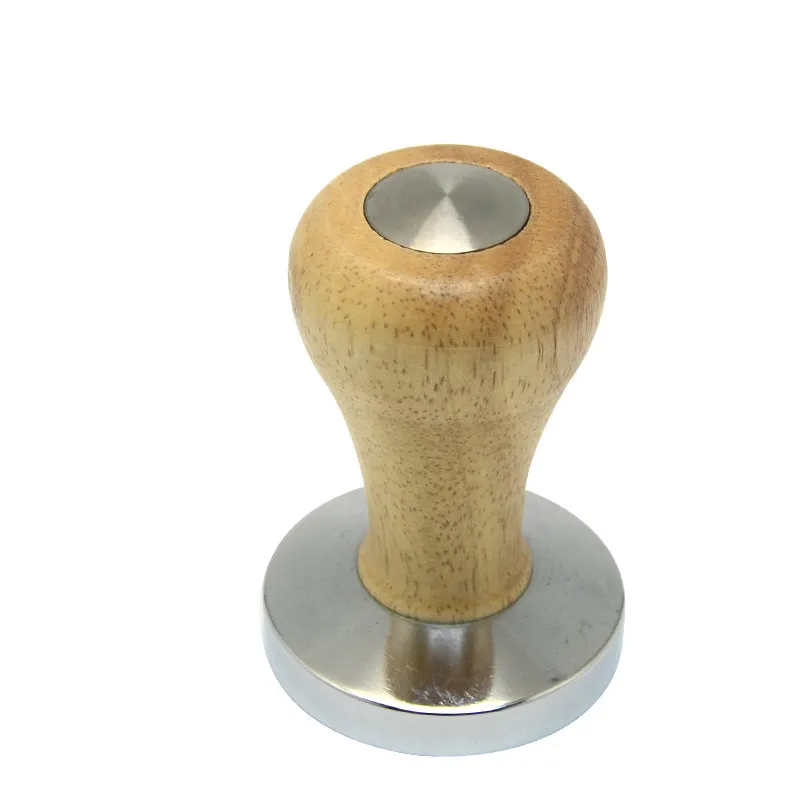 Professional Wood Handle Flat Base Coffee Tamper, 49mm/51mm/58mm