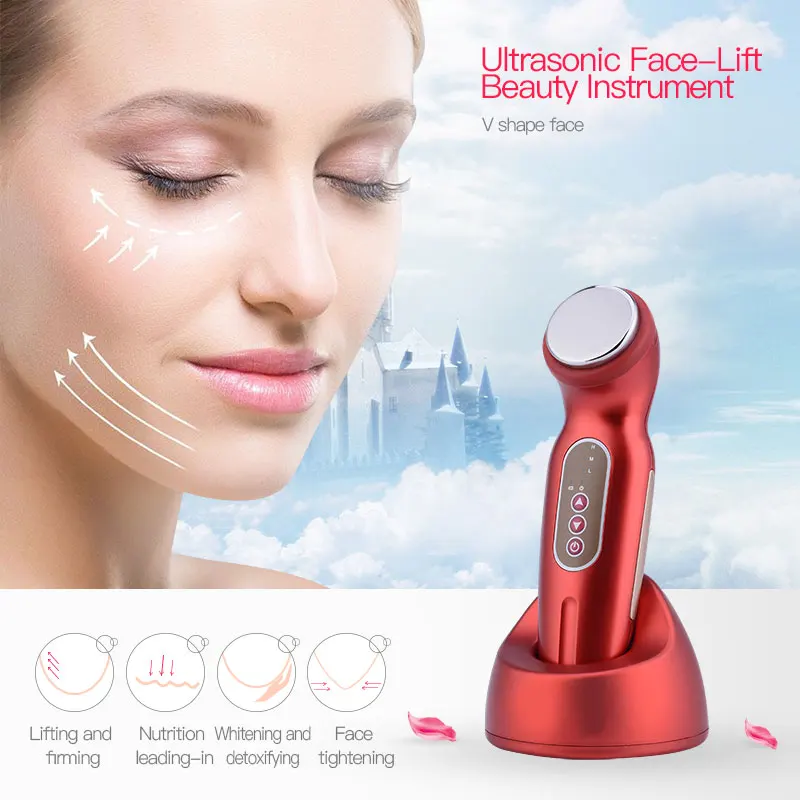 Ultrasonic Vibration Facial Tightening Massager Rechargeable V Face