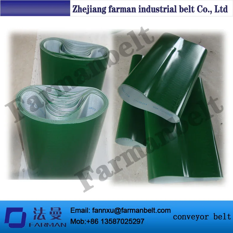 green flat glossy PVC conveyor belt