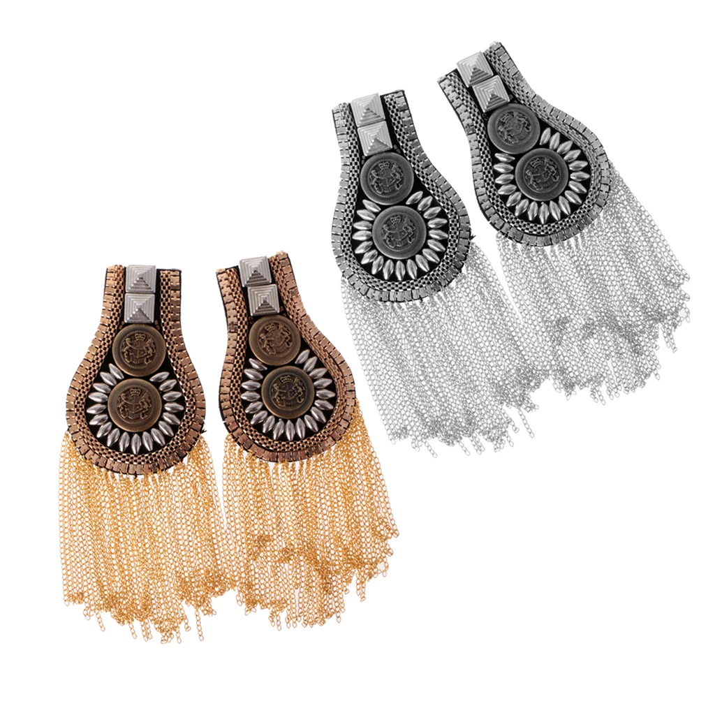 2 пары мужской кисточкой Epaulette плечо доска знак костюм брошь значки