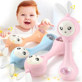 

2019 Lovely Baby Toys Hand Bells Baby Cute Music Rabbit Bell 0-12M Toddlers Cute Hand Rattles Ring Bell Early Educational Toys