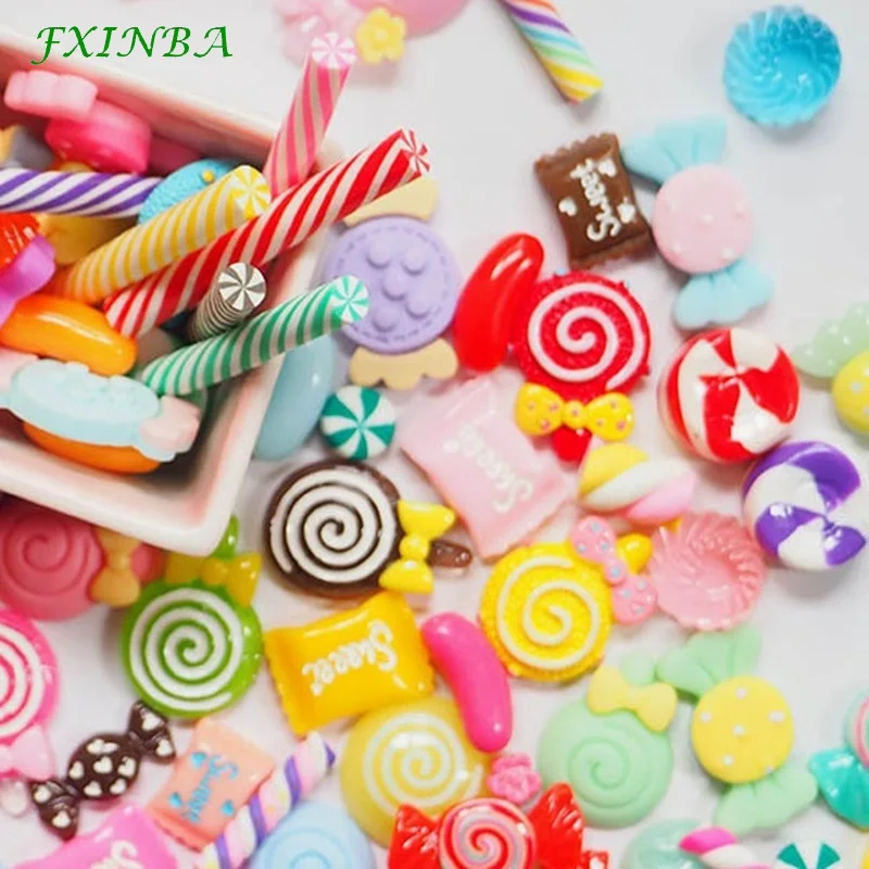 FXINBA 100 шт. леденцы конфеты талисманы для слизи наполнитель DIY орнамент украшения телефона украшения из смолы конфеты Lizun Slime поставки игрушки