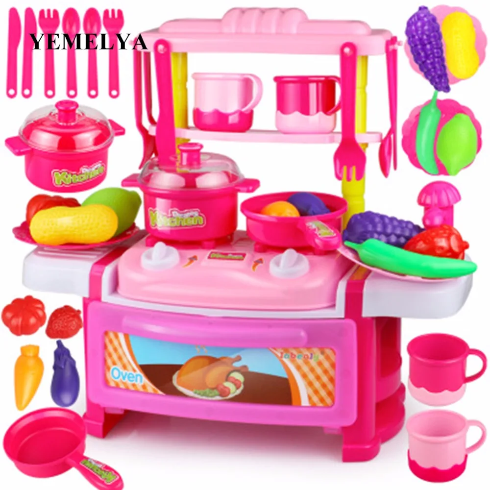 Simulation Kitchen Set Utensils Cooking Tableware Table Toys Play Miniature Doll Food Pretend
