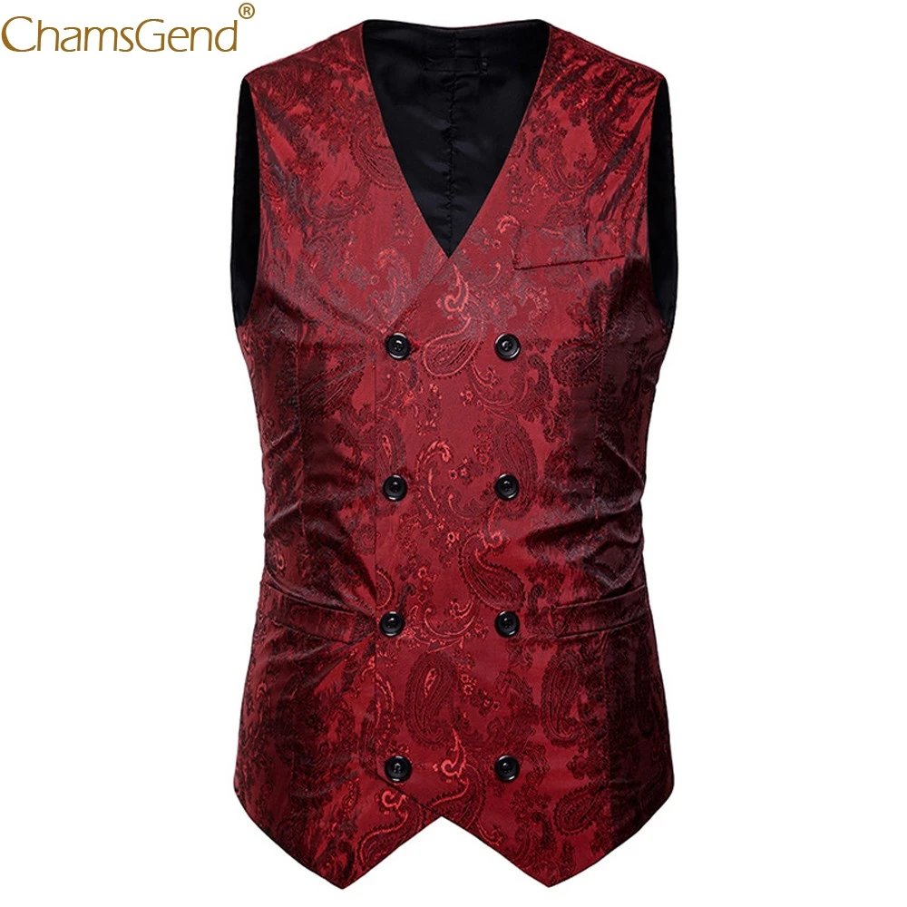

Mens Classic Printing Formal Vest for Wedding Party Man Male Double Breasted Slim Fit Dress Blazers Tuxedo Formal Suit 90327