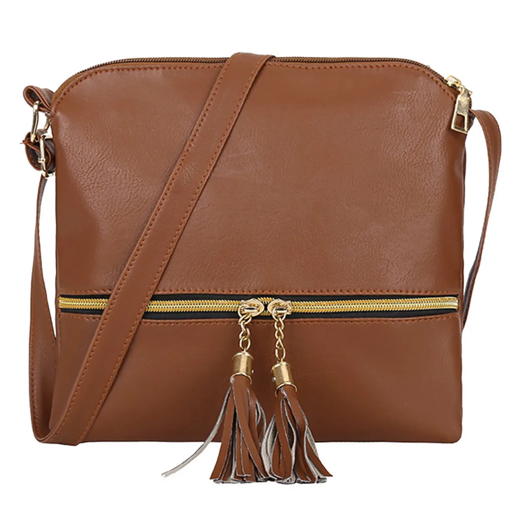 

Xiniu famous brand women shoulder bag Women Leather Tassel Crossbody Bag Pure Color Shoulder Bags Messenger Bag bolsas femininas