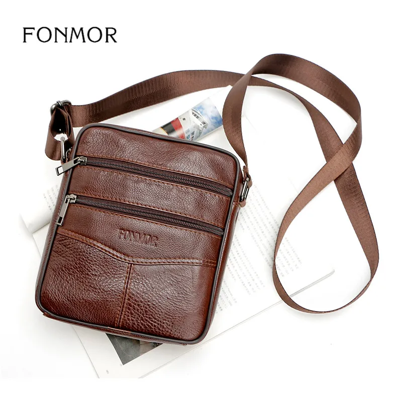 

Fonmor Fashion Brand Business Men's bags Cow Leather Man Handbags Men Messenger Bag Quality Men's Travel Bag over His Shoulder