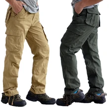 Мужские брюки-карго больших размеров 30-44, высокое качество, повседневные мужские штаны с несколькими карманами, военные комбинезоны для мужчин, уличные длинные брюки 6D