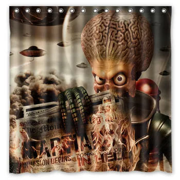 

Mars Attacks Pattern Bathroom Decorative Curtain Waterproof Polyester Eco-Friendly DIY Shower Curtains 180*180cm