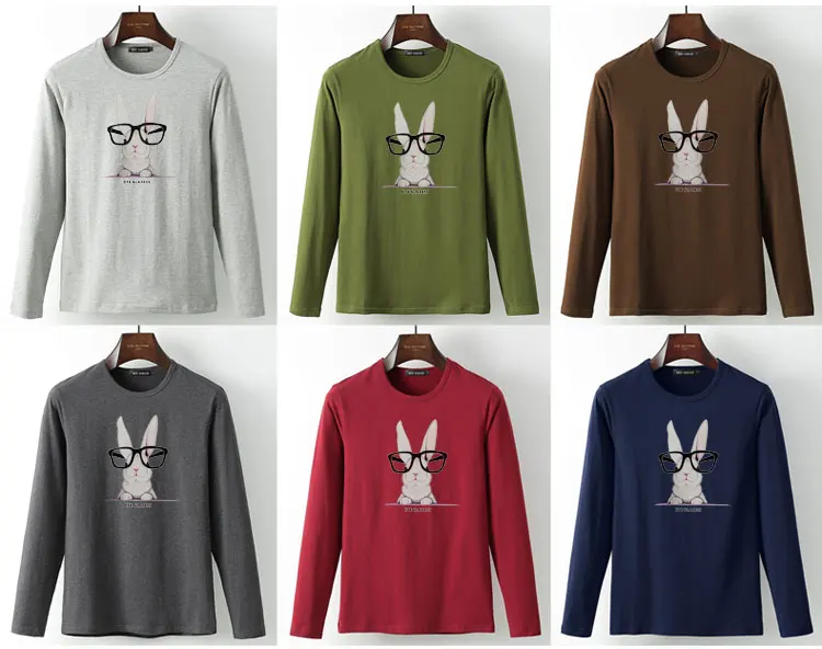 Camisetas Mujer, летняя футболка, Повседневная Хлопковая мужская футболка с рисунком кролика, принт с животными, мужские футболки с длинным рукавом и v-образным вырезом