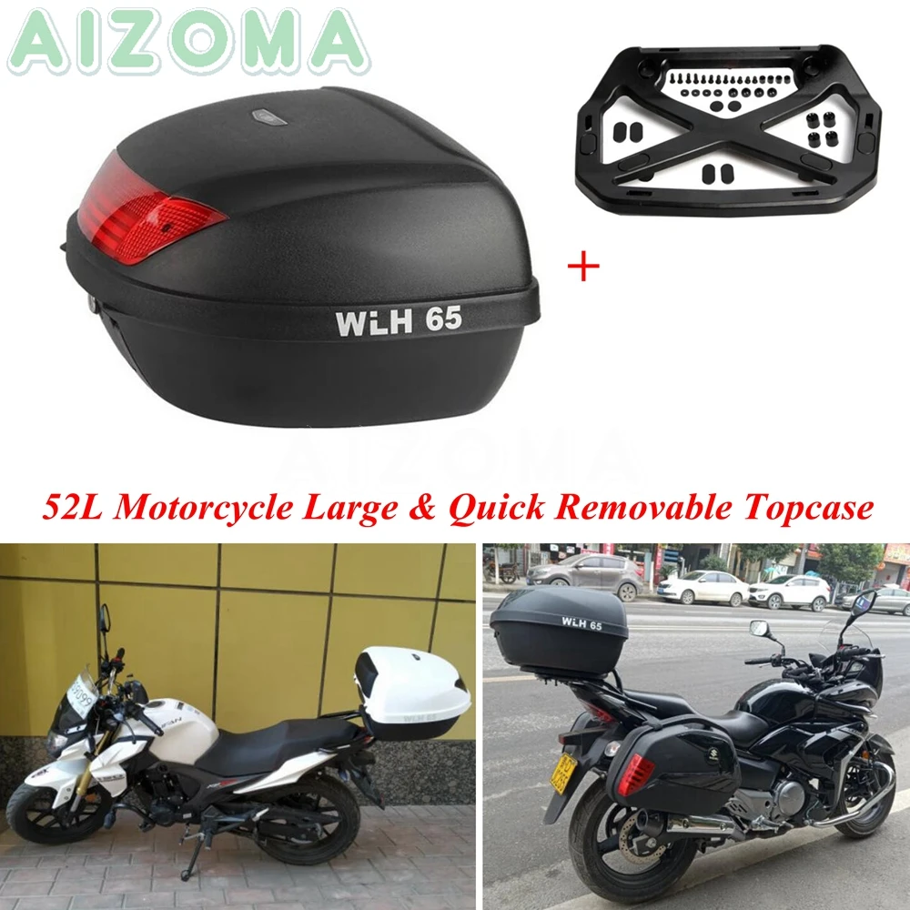 52l Motorcycle Large Capacity Topcase For Kawasaki Suzuki Yamaha Scooter Bmw Universal Rear Cargo Tail Box Storage Top Case Covers Ornamental Mouldings Aliexpress