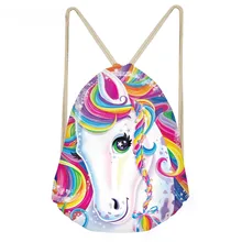 ThiKin Funny Cartoon Rainbow horse/Colorful Horse Print Women Drawstring Bags Fashion Beach Bags Teenagers Girls Bookbags
