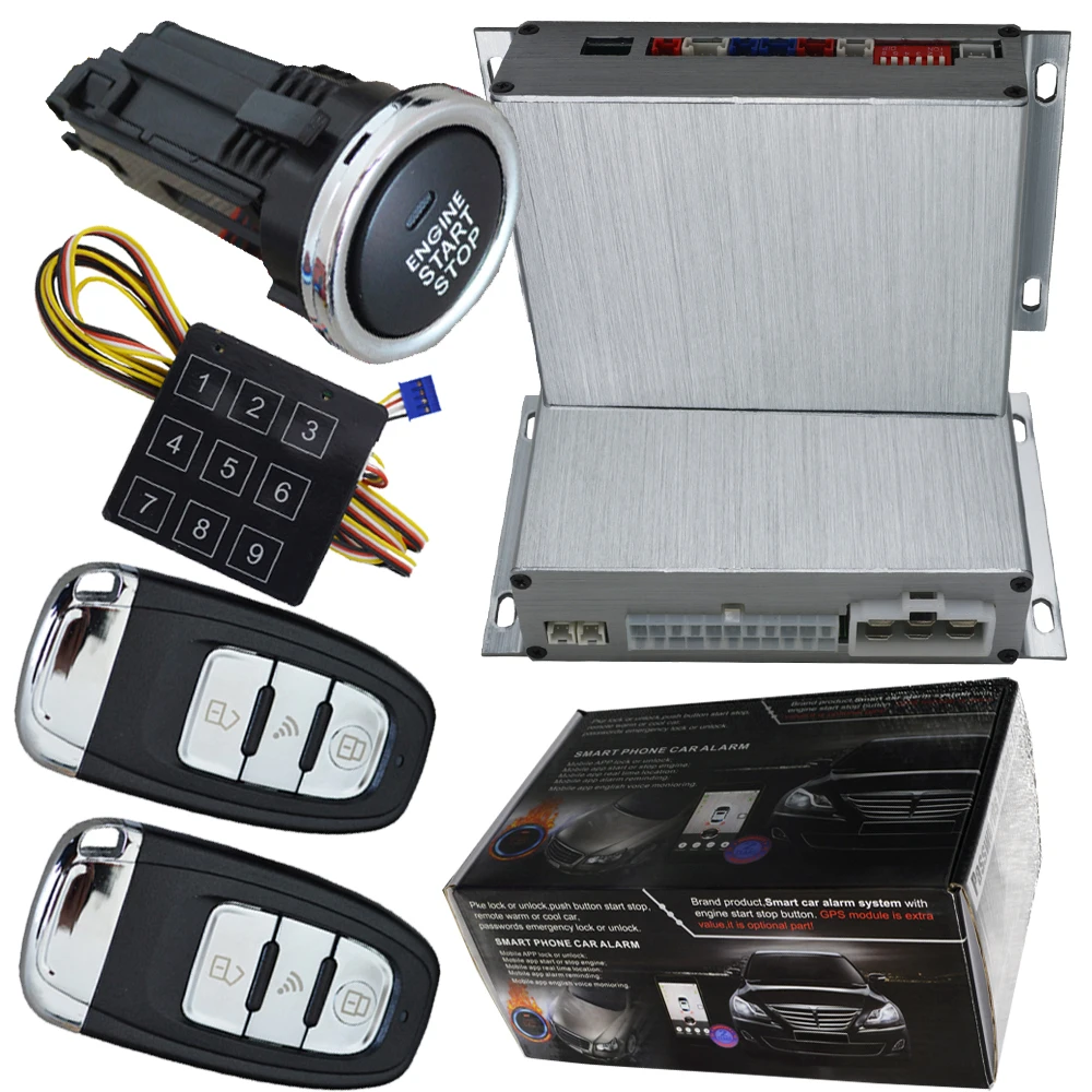 one way car alarm system with smart key remotes engine start stop