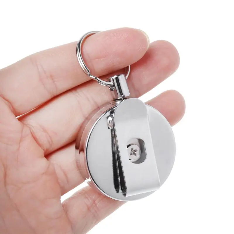 Stainless Steel Retractable Key Recoil Ring Pull Key Chain Belt Clip